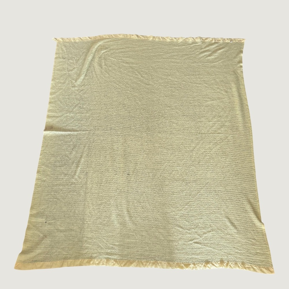 Rosa B Yellow Thermal Blanket 74x82 Open Weave Satin Binding Lightweight